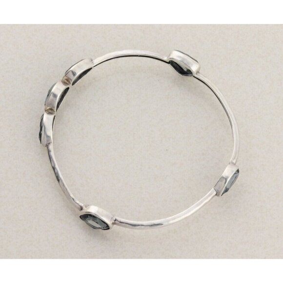 Sterling Silver Blue Glass Admire Bangle Bracelet 8" Silpada - Picture 8 of 8